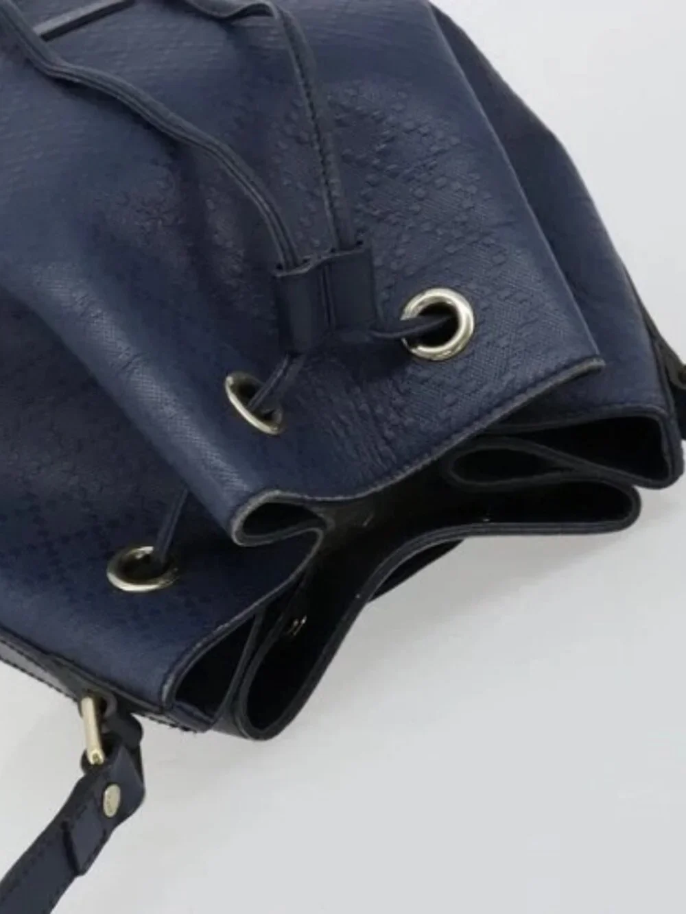 GUCCI Diamante Shoulder Bag Leather Navy Silver 354228 Auth 181216